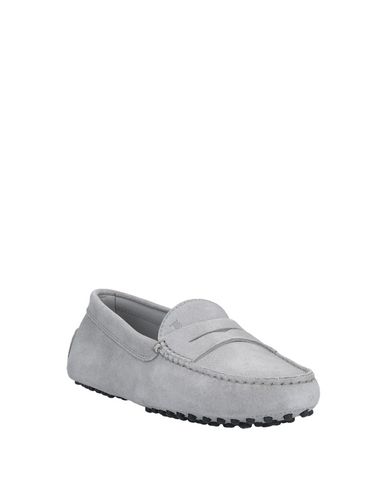 Shop Tod's Woman Loafers Grey Size 11.5 Calfskin