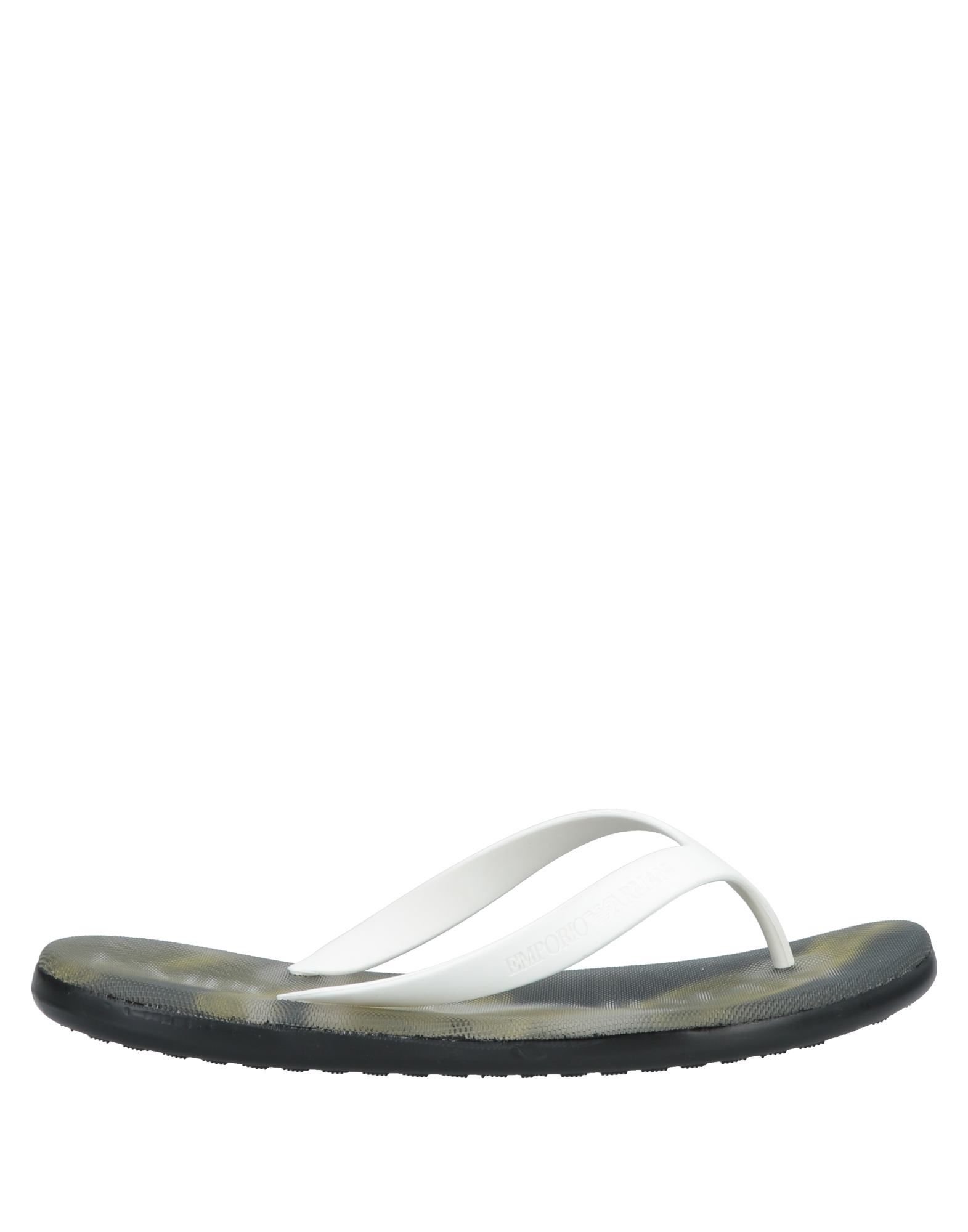 white armani flip flops