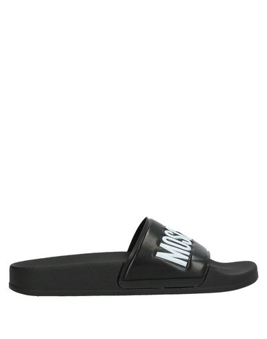 Moschino Black Logo Pool Slides In Black