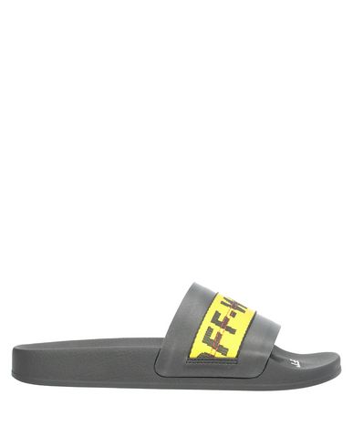 Off-white Industrial Belt Rubber Sliders In Black