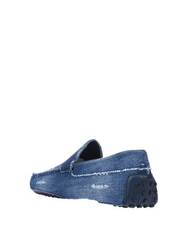 Shop Tod's Man Loafers Blue Size 9 Textile Fibers