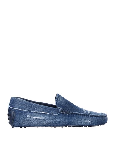 Shop Tod's Man Loafers Blue Size 9 Textile Fibers