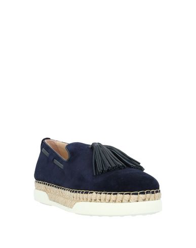 Shop Tod's Woman Espadrilles Midnight Blue Size 7.5 Leather