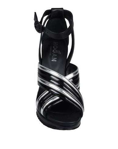 Shop Hogan Woman Sandals Black Size 8 Soft Leather, Textile Fibers