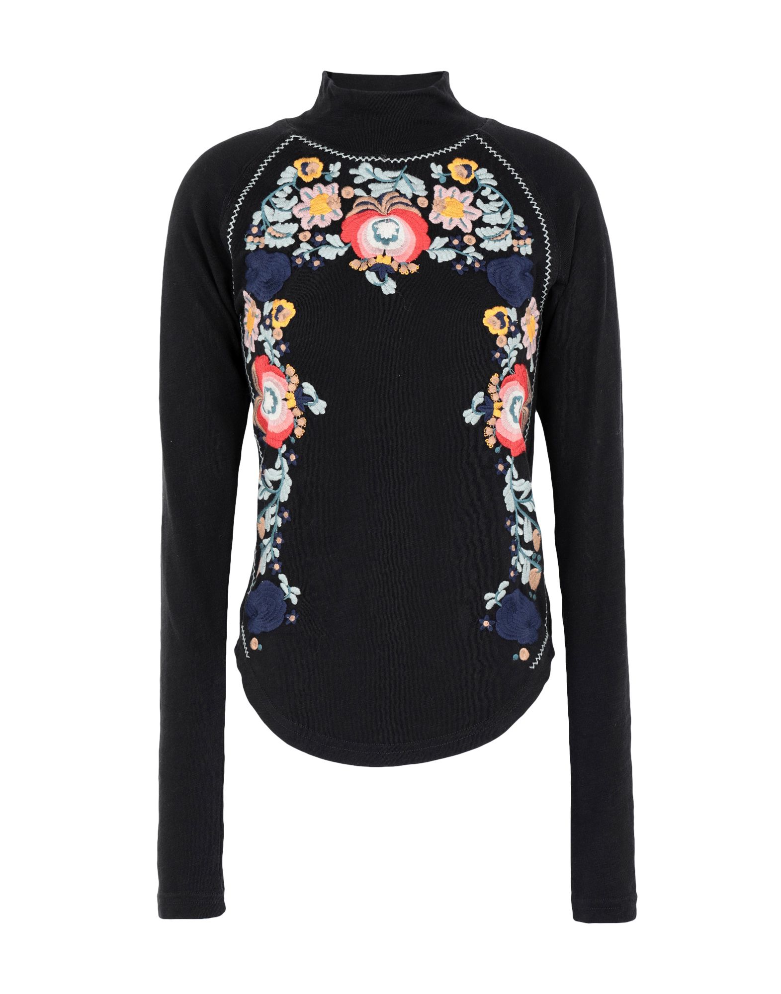 free people disco rose embroidered turtleneck top