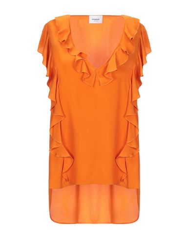Shop Dondup Woman Top Orange Size 6 Acetate, Silk