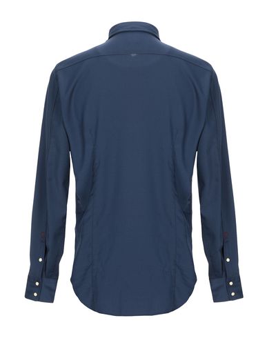 Shop Alessandro Gherardi Man Shirt Midnight Blue Size L Polyester, Virgin Wool, Elastane