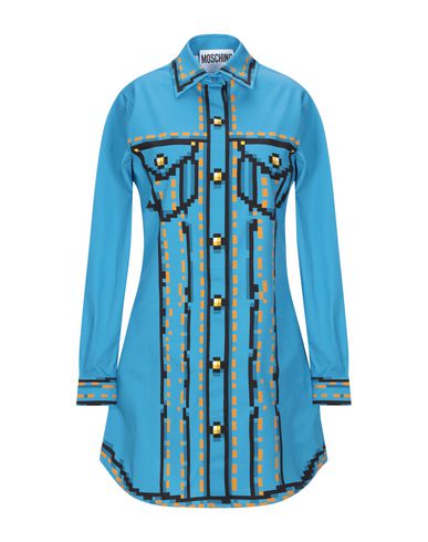 Shop Moschino Woman Mini Dress Azure Size 6 Cotton, Elastane In Blue