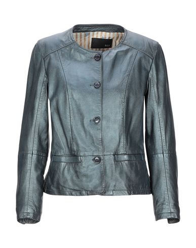 Bully Leather Jacket In Slate Blue