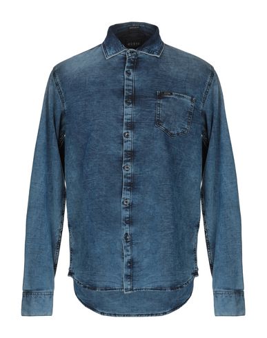 guess denim shirt mens