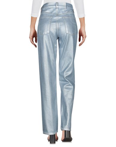 Shop Ralph Lauren Collection Woman Jeans Grey Size 26 Cotton, Bovine Leather